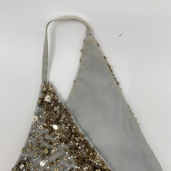 BHLDN Gray Gold Beaded Tulle Maxi Dress | Size 14 - Picture 8 of 12